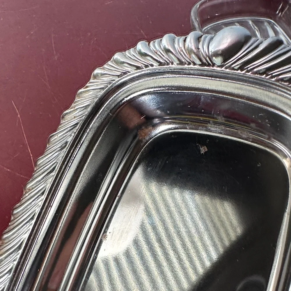Vintage Irvinware Stainless Steel Butter Dish W/Glass Liner 1/4 Lb *Made In USA*